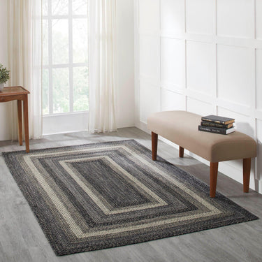 Sawyer Mill Black White Jute Braided Rug Rectangular with Rug Pad 5x8' VHC Brands - The Fox Decor